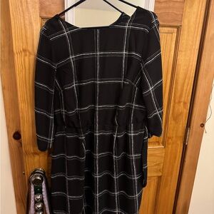 Lane Bryant Black and White Checkered Long Sleeve Dress